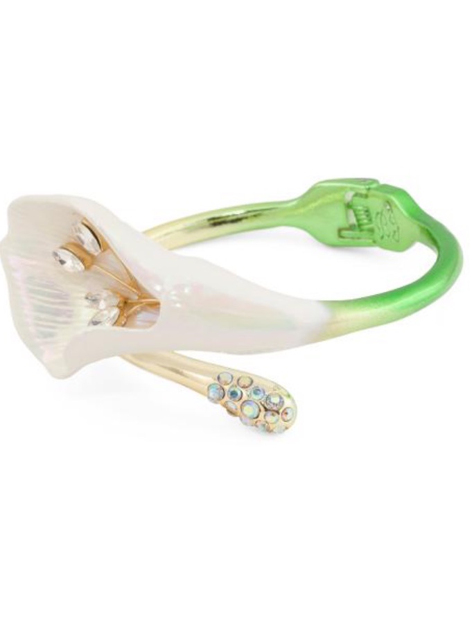 Betsey Johnson Green And White Floral Open Cuff Bracelet 110$